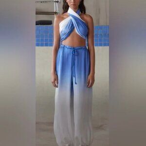 PIPPA the LABEL Aster Pant in Blue Ombre, medium cover up- NWT